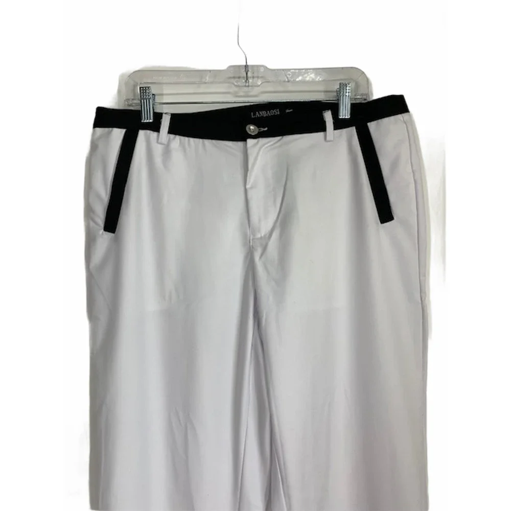 NWT Lanbaosi White Black Trim Straight Leg Pant XL